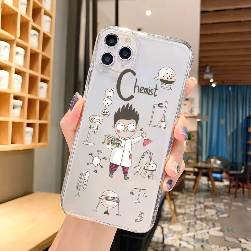 Funny Cute Teacher Doctor Nurse Clear Phone Case for IPhone 13 12 11 14 15 Pro MAX XR 7 X XS 8 Plus Profession Soft Cover Fundas