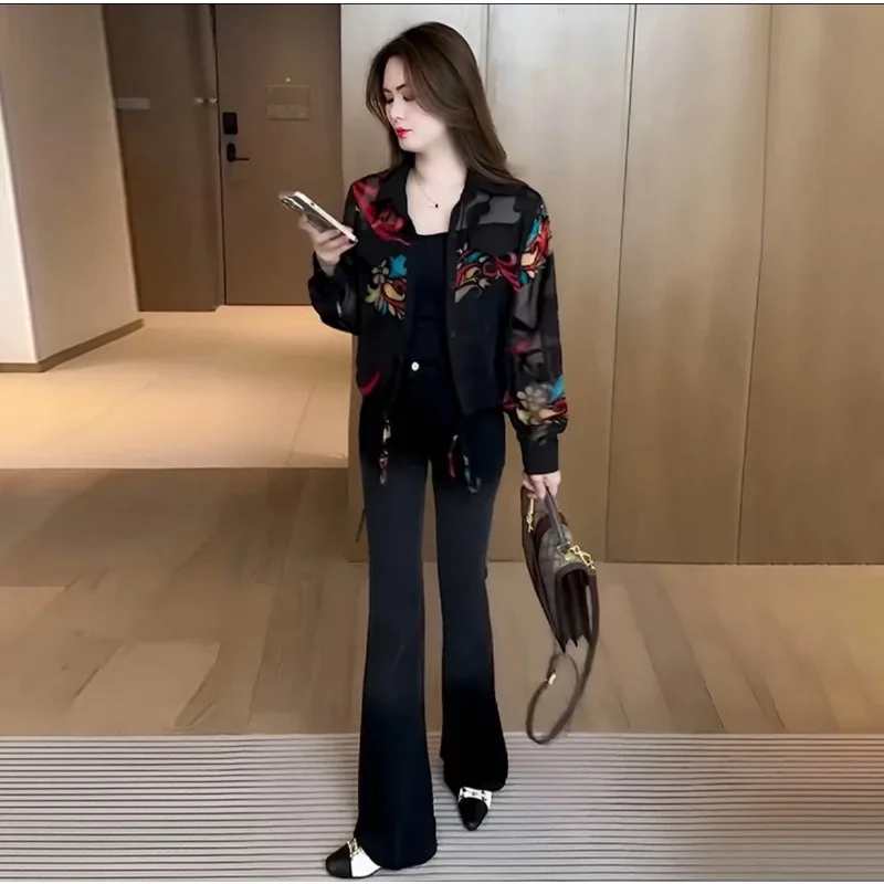 Print Blouse Jacket Women Long Sleeve Shirt Lightweight Design Stylish Tops Sun Protection Clothing Tops Mujer New