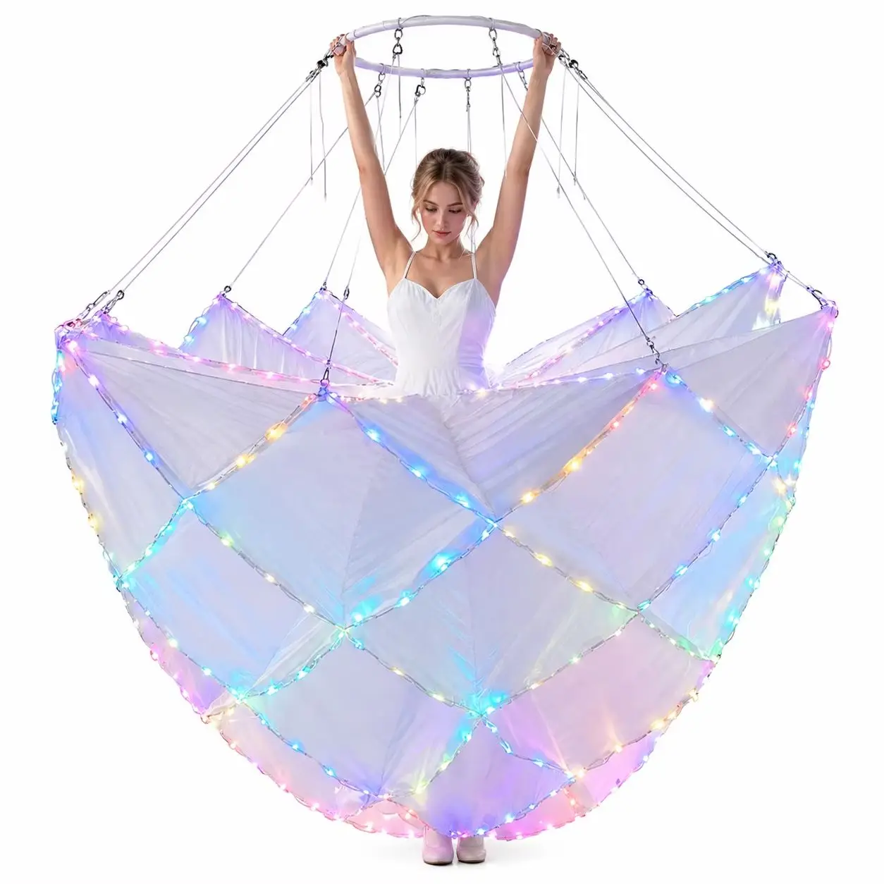 Remote‑Controlled LED Blooming Umbrella Glowing Costume, 7‑Mode Interactive Light‑Up Outfit for Night Parade Performance
