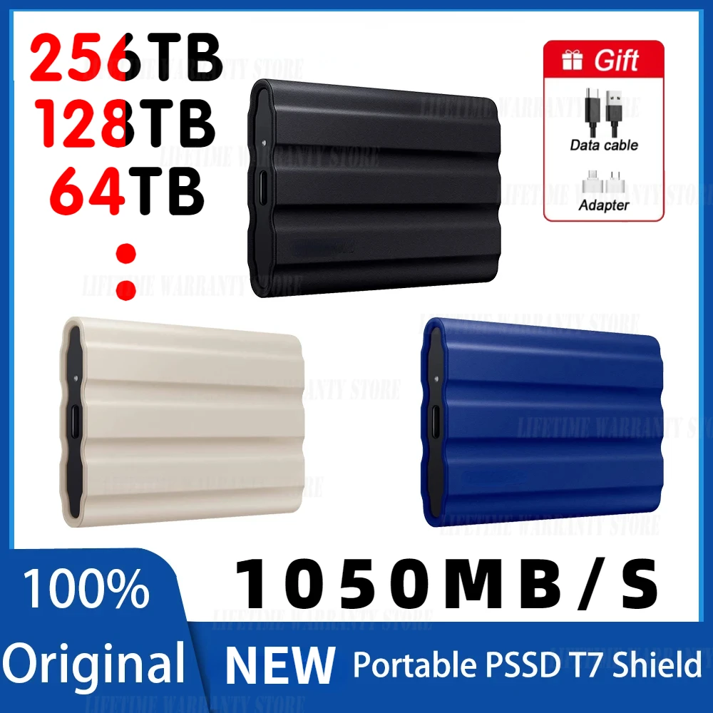 

Portable SSD T7 Shield 1TB 2TB 4TB External SSD 8TB USB 3.2 Gen2 Type-C Type-A External Solid State Drive for Laptop Desktop ps5