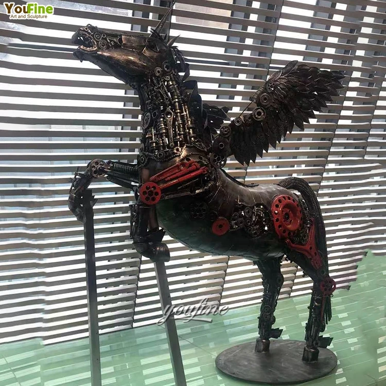 New Design Outdoor Garden Stainless Steel Scrap Metal Art Horse Sculpture