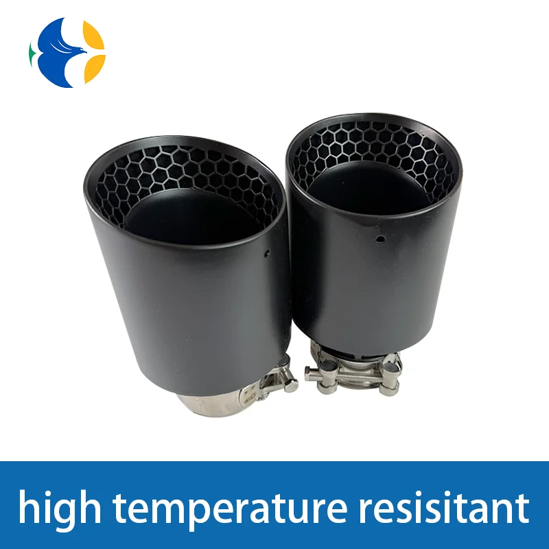 1 PCS Matte Black Honeycomb Car Exhaust Tip, Universal Stainless Steel Muffler Tail Pipe, Clamp-On Sporty Upgrade No Logo