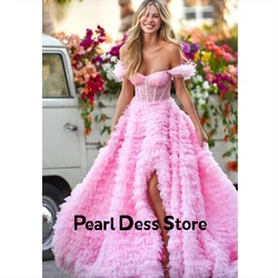 Layered Evening Dresses Woman Elegant Party Dresses for Women 2024 Pink Luxury Prom Dress 2024 Gauze Feather Line A