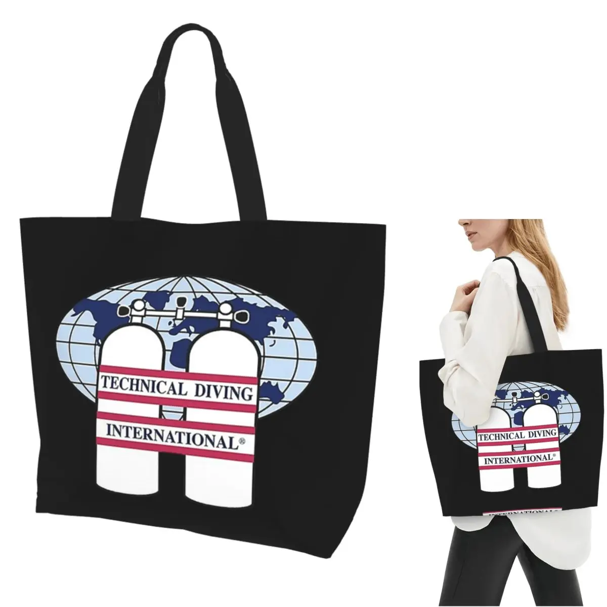 Scuba Diving DIVE Scuba Diver Gift Shopping Tote Bag Canvas Large Capacity Shoulder Bags Shopper Grocery Handbag for Women