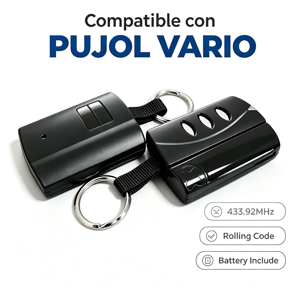 Compatible with Key Fob PUJOL VARIO 433.92MHz Rolling Code Garage Gate Remote Control Transmitter PUJOL VARIO Replacement