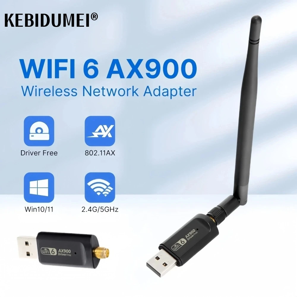 WIFI 6 Adapter AX900 Network Card Mini USB Dongle 2.4G/5GHz 802.11AX Signal Reception For PC Laptop Windows 10/11 Driver Free