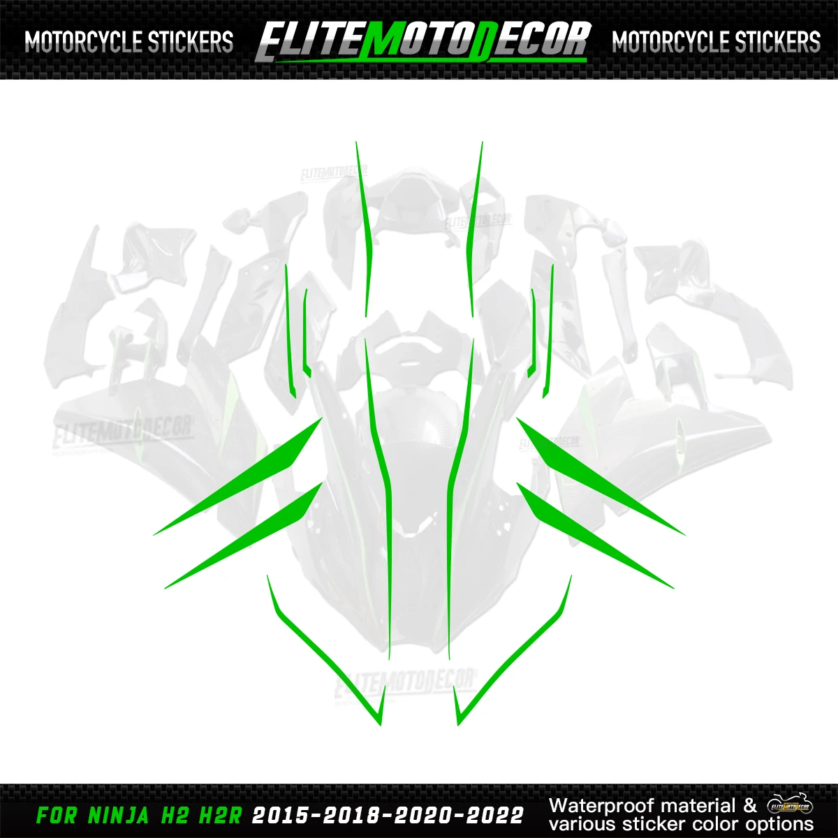 Motorcycle H2R Line Stripes Sticker Vinyl Decal forKawasaki Ninja H2 H2R Line Sticker 2015–2024 Body Fairing Decorative Sticker