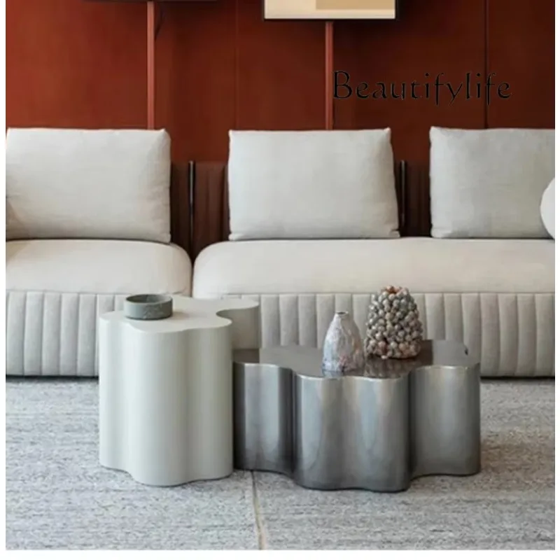 BJ Modern Special-shaped Stainless Steel Coffee Table Designer Model Room Small Apartment Living Room Creative Combination High-