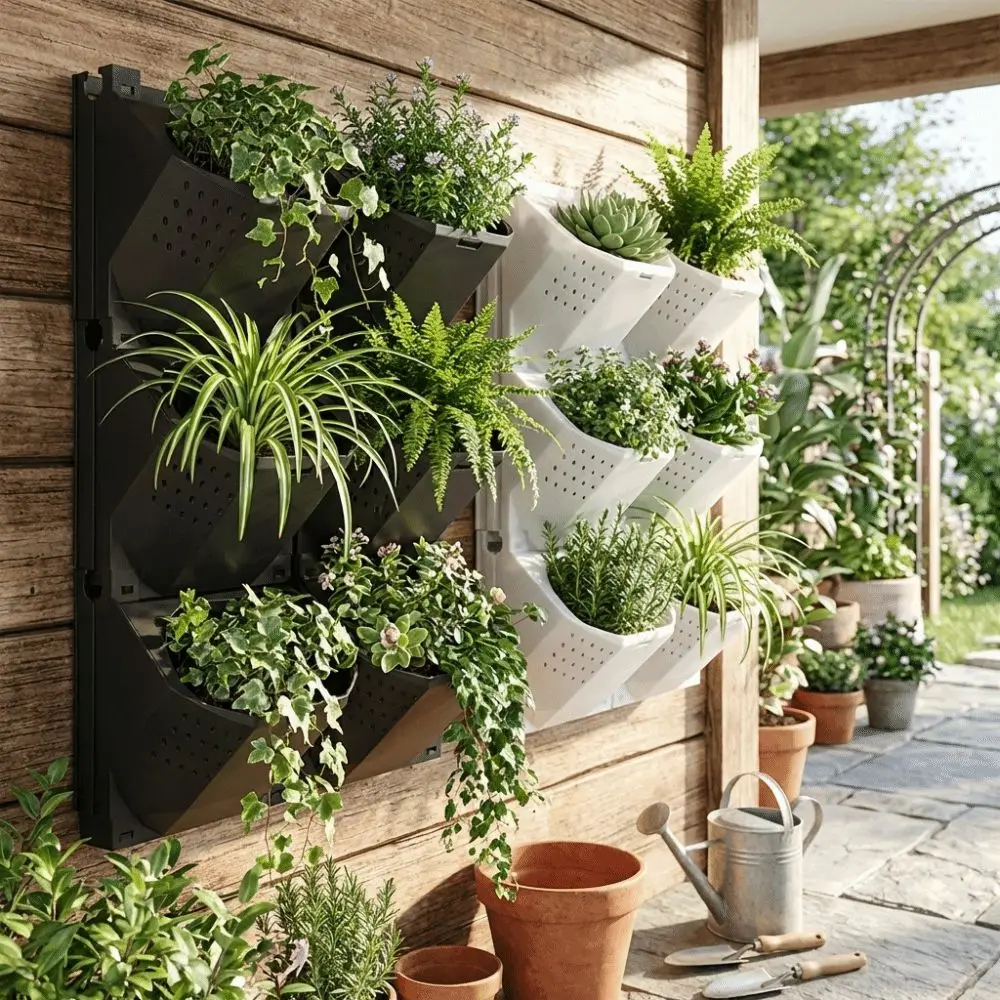 2/3 Holes Wall Flowerpot Self Watering Stacked Vertical Planter Flower Pot Container Plastic Plants Grow Container