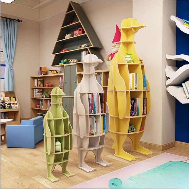 

creative penguin animal bookshelf shape bookstore floor decoration bookshelf soft shelf