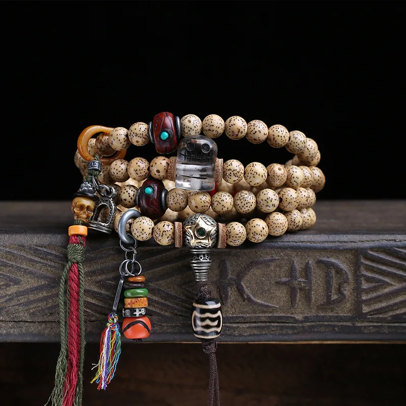 Necklace Bracelet Natural And Moon Bodhi 108 Beads Mani Stack Side Hanging Large Bird Dzi Bead