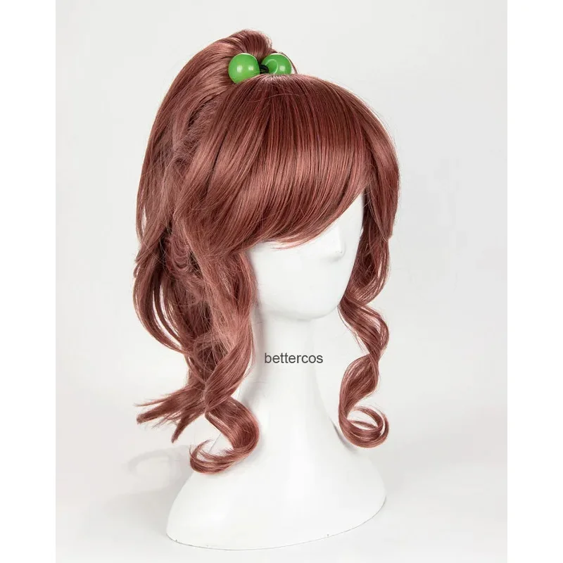 Pelucas de Cosplay de Sailor Júpiter Kino Makoto, cola de caballo corta marrón, peluca de pelo sintético resistente al calor, gorro de peluca, cuerda para el pelo
