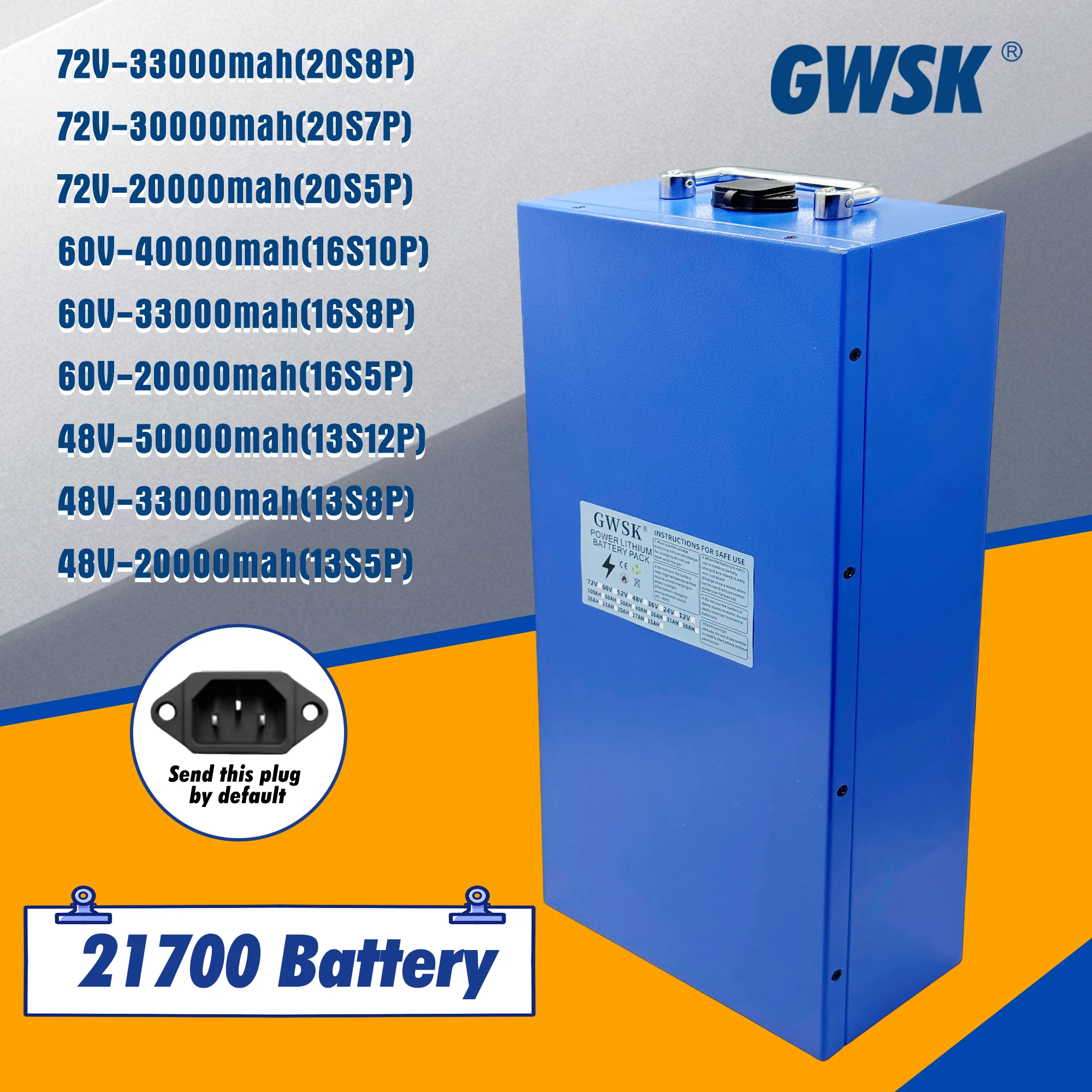 

72V60V48V21700 lithium-ion battery with built-in BMS system. New product, 100% brand new with full capacity