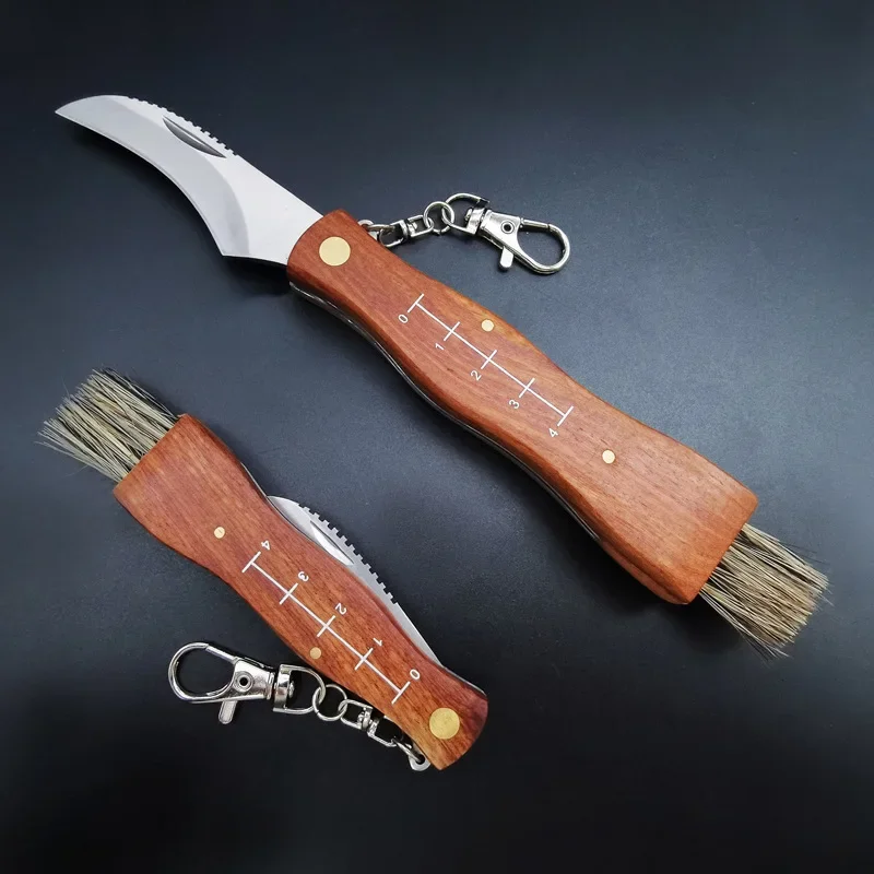 Outdoor Multifunction Folding Mushroom Knife High Hardness Portable Survival Jungle Picking Tools Knives Wooden Knife Handle