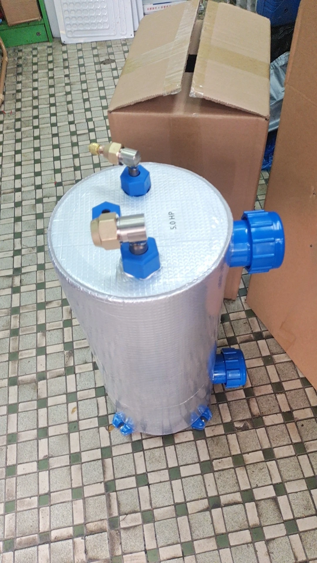 Fish Pond Chiller, Seafood Farming Titanium Cannon Heat Exchanger.，4HP.1.5HP 2HP 3HP Titanium Tube Evaporator