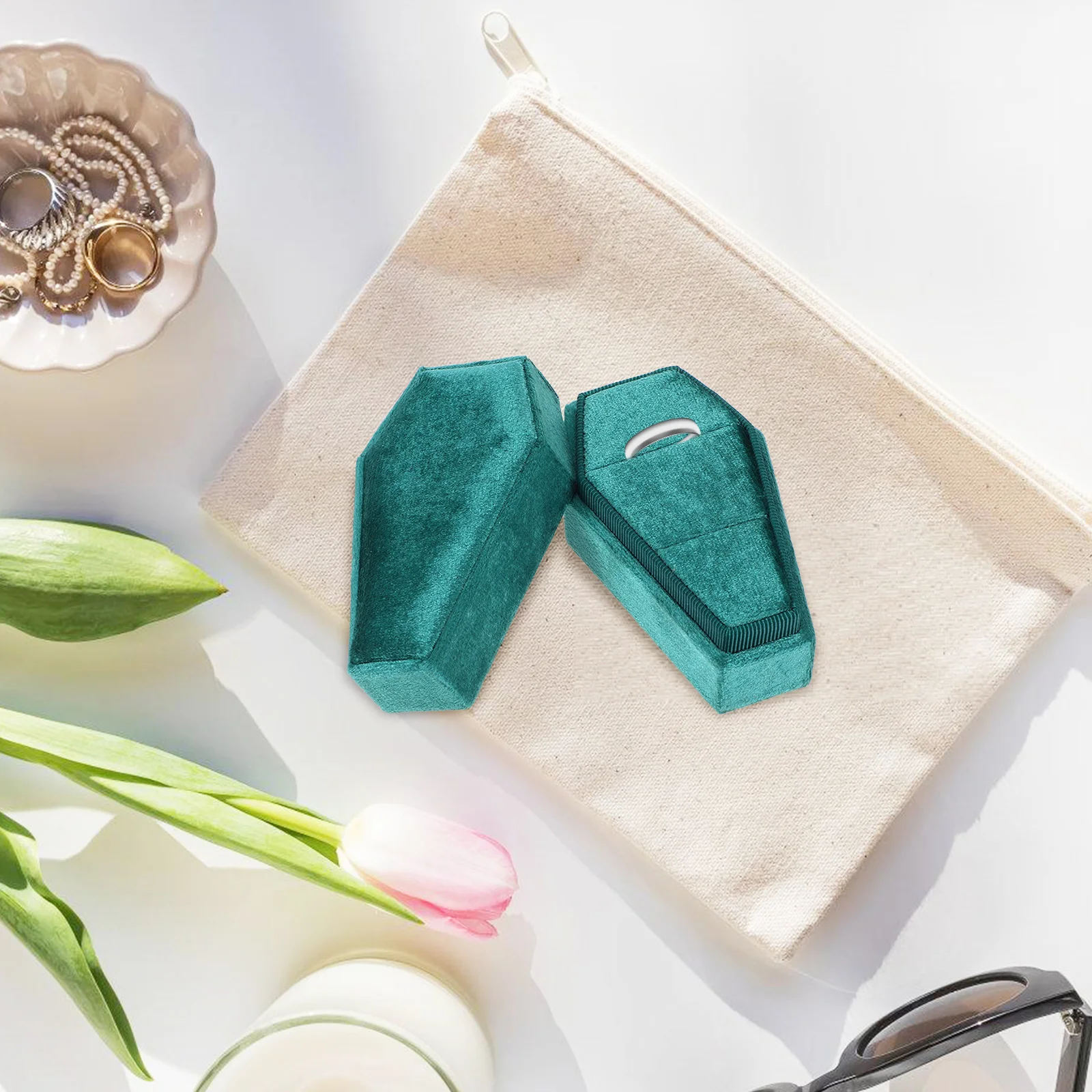 

Mini Coffin Jewelry Box Gothic Design Storage for Rings Earrings Small Treasures Travel Portable Case Ideal Gift for Her Him