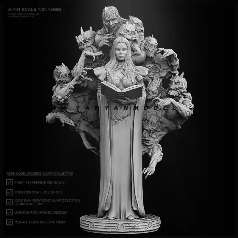 

1/24 Witch Soul-reading Master, ручная женщина-солдат из смолы, белая модель A-791