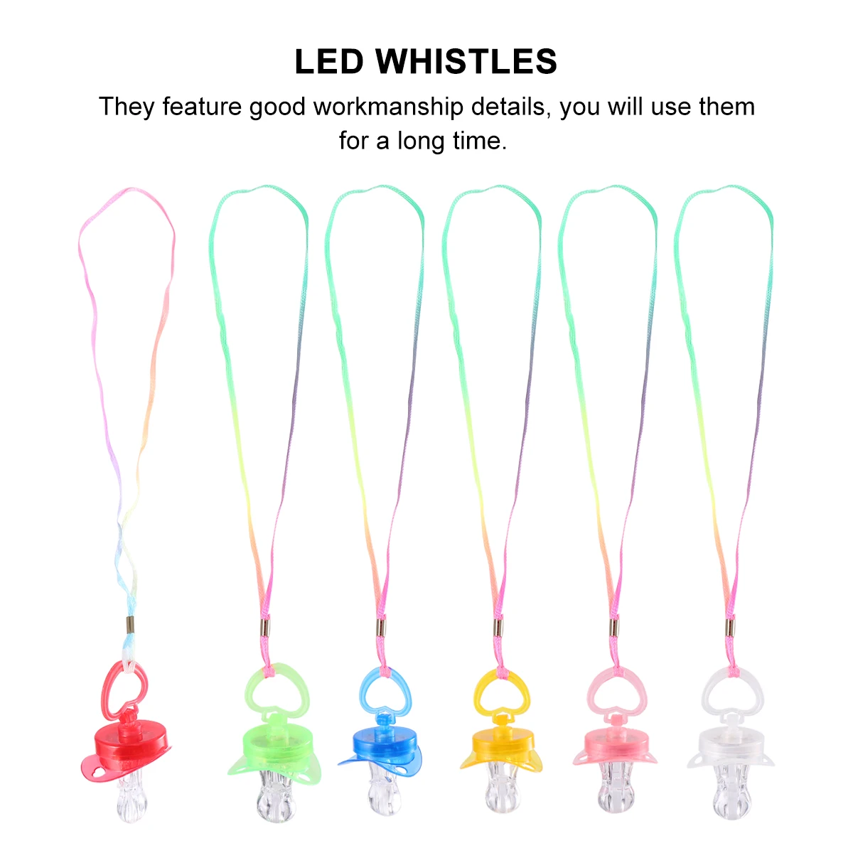 

6 Pcs Flash Pacifier Whistle LED Whistles Shiner Disco Plastic CREATIVE