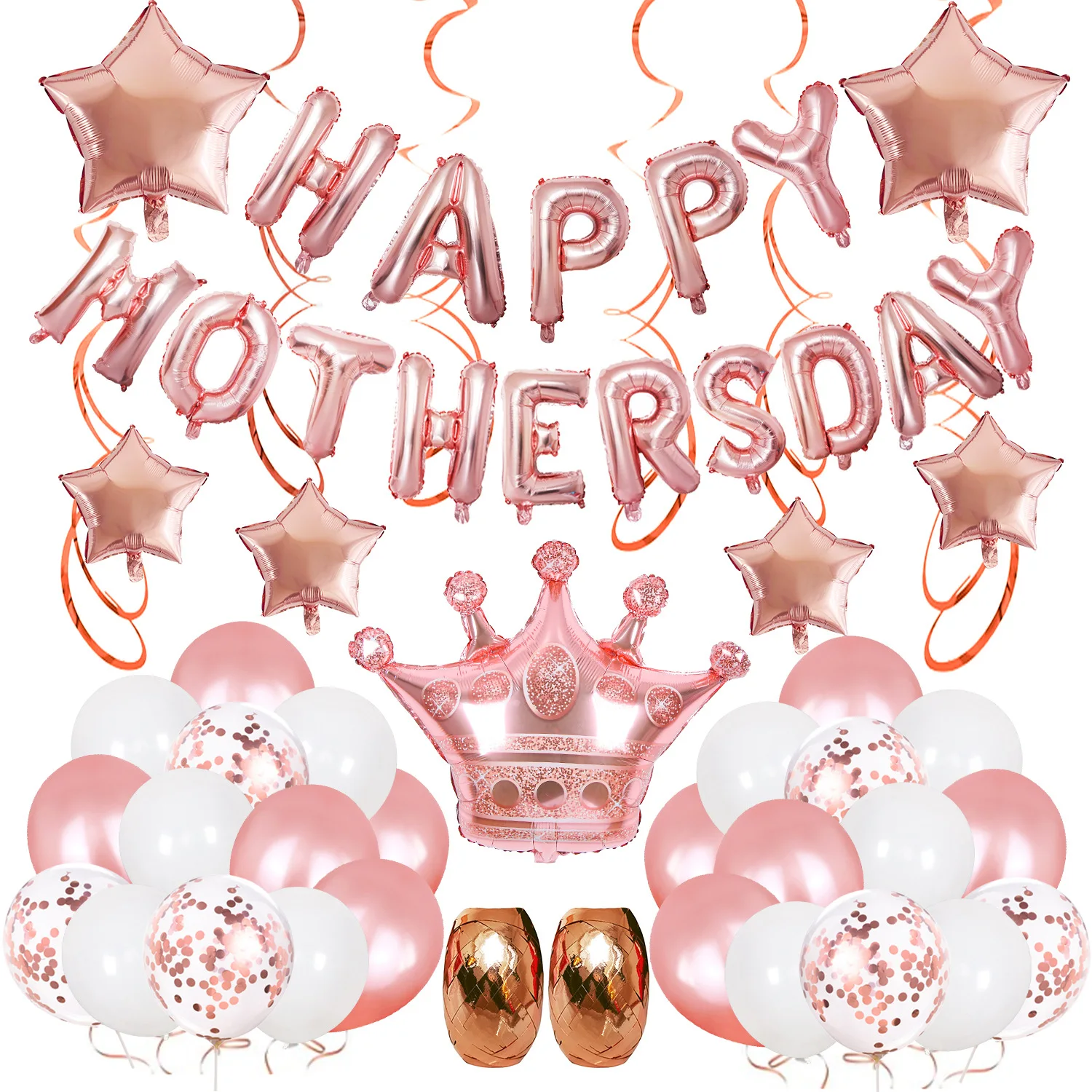 

Mother's Day Balloon 16 inch rose gold aluminum film letter balloon crown Happy Mother's Day decoration party supplies