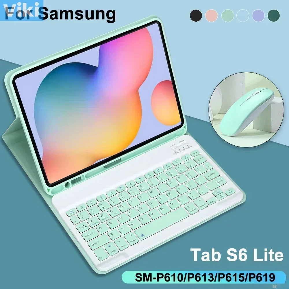 Cases For Galaxy Tab S6 Lite 10.4 Inch Case with Keyboard, Detachable Keyboard Cover for Samsung Tab S6 Lite SM-P610 P613 P615 P