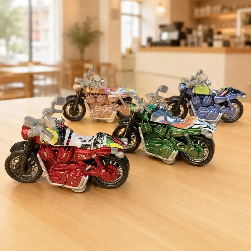 Mini Alloy Pull Back Motorcycle Keychain Exquisite Collectible Small Toy for Kids Event Souvenir Bag Hanging Ornament