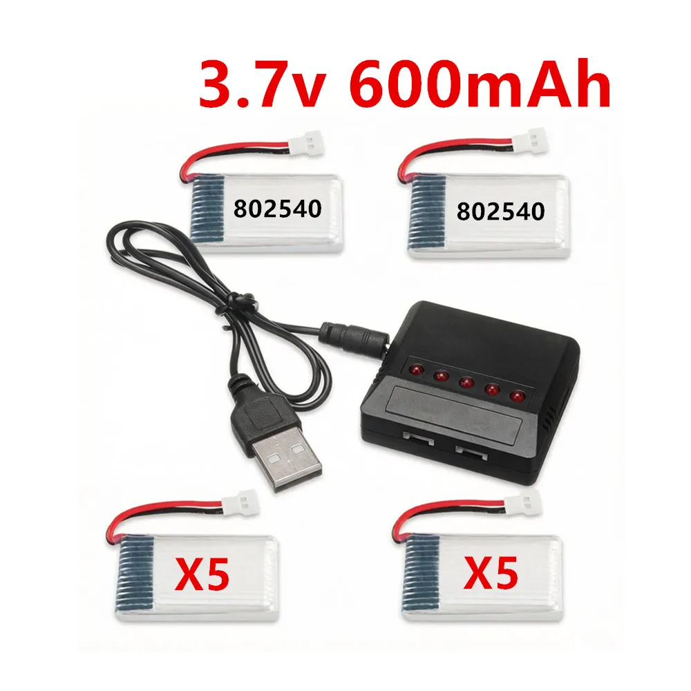 3.7V 600mAh 802540 Rechargeable LiPo Battery with XH2.54 Plug Replacement For SYMA X5C X5C-1 X5 H5C X5SW RC Drone Quadcopter