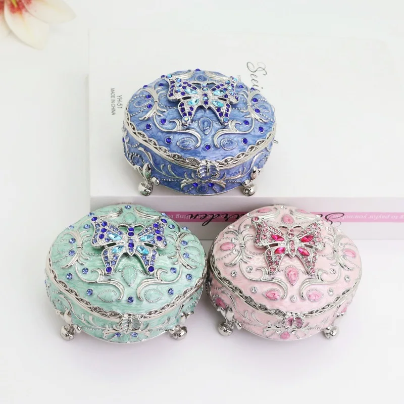Enamel color alloy large four-legged butterfly box exquisite jewelry storage box creative home jewelry ornament