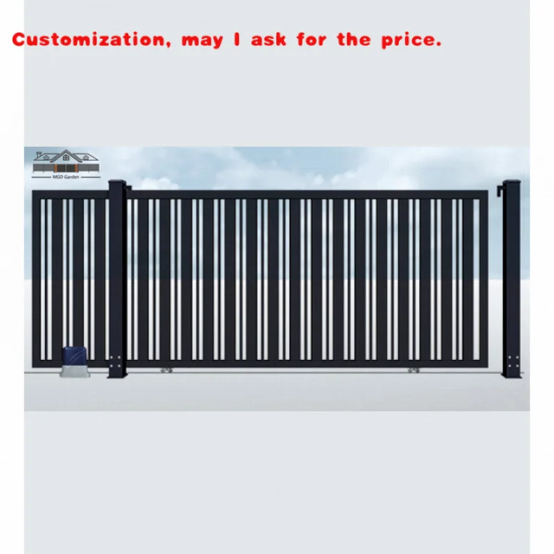 custom.Driveway Sliding Door Aluminum Fence Garden Semi-privacy Real Estate Gate