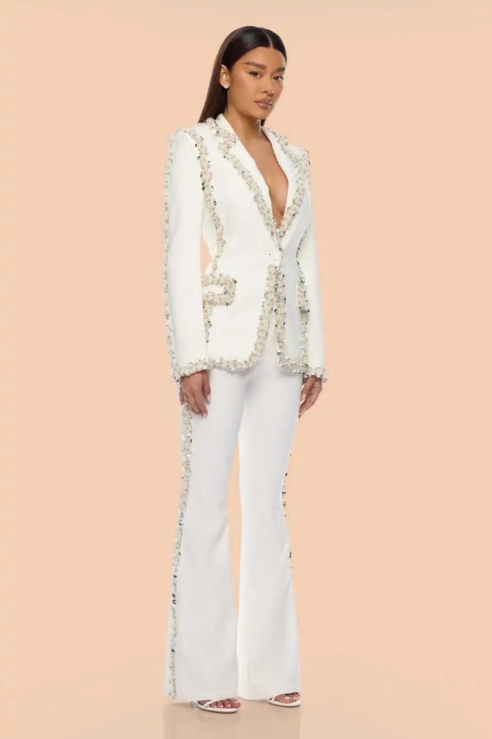 Luxury Women Wedding Tuxedos Designer Beads Graduation Ceremony Attire Birthday Party Wear 2 Pieces Customized Formal Business