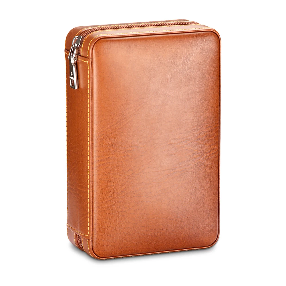 GALINER-시가 휴미더 케이스, 챠루 토 삼나무 목재 가죽 여행용 휴미더 가습기 세트, 선물 상자, 라이터 커터 미포함