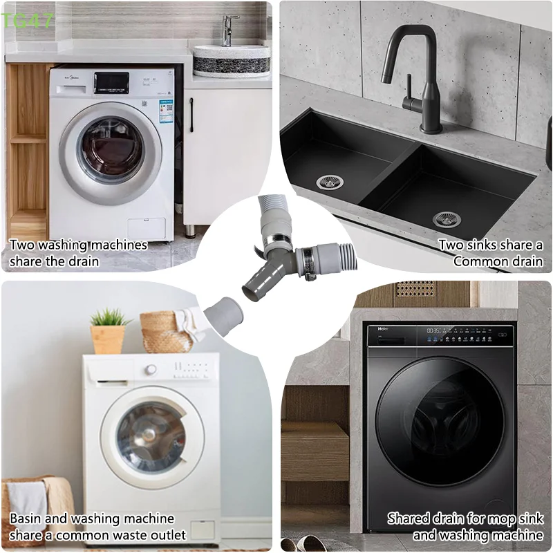 [HM] 2 قطعة خرطوم تصريف الغسالة Y-نوع المخفض موصل بلاستيكي لتوصيل الأنابيب الانقسام محول ثلاثي الاتجاهات
