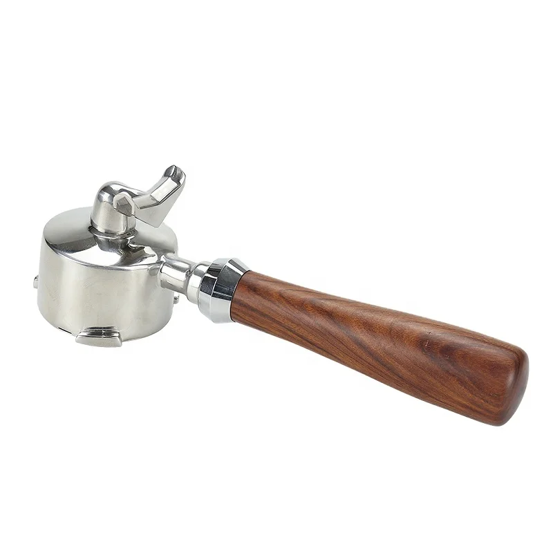 

Large Stock Double Mouth Stainless Steel Solid Wood(Red) Gifts Stores 51MM Coffee Portafilter Double Mouth Two Ears