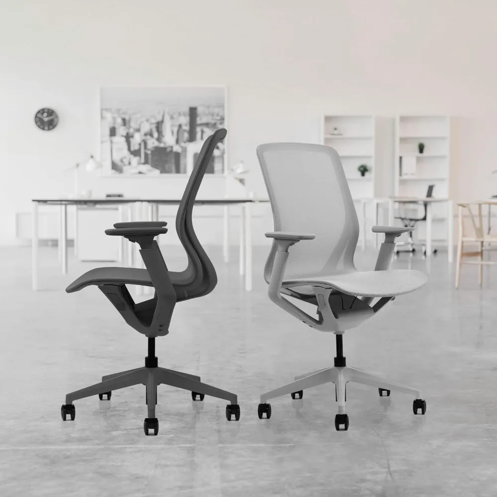 Waverly Mesh Office Chair - Mid Back Mesh Chair, Adjustable Height & Arm Rest, Swivel, Seat Tilt - Grey