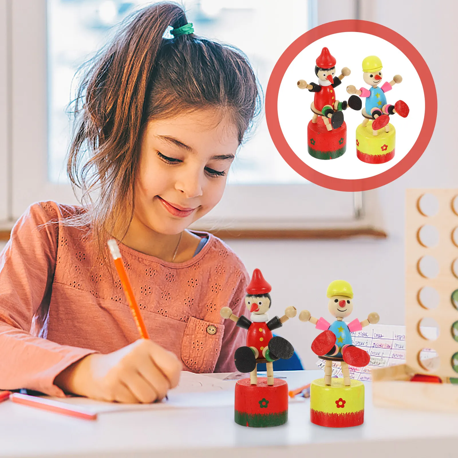 

2 шт. очаровательных деревянных фигурок клоунов, настольное украшение, креативный акцент для стола, декор для гостиной, подарок для любителей искусства