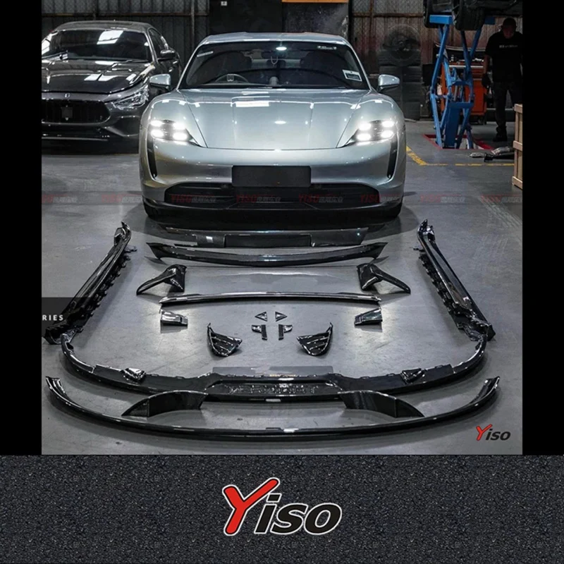 Suitable for Taycan modify with Techart small body kit including carbon fiber front and rear lips and rear wing