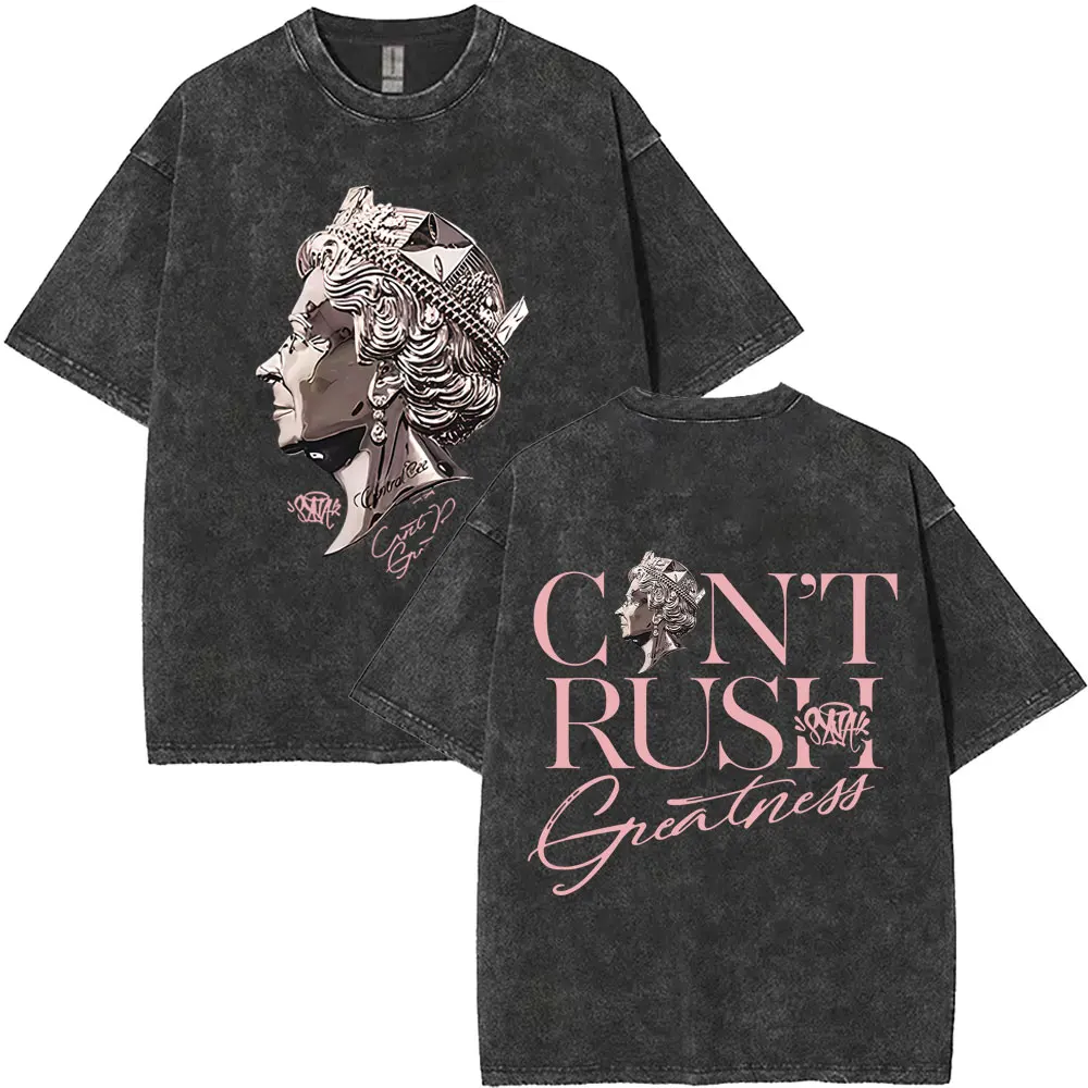 

Washed Vintage Rapper Central Cee CAN'T RUSH GREATNESS Graphic T-shirt Men Women Hip Hop Fashion Pop Music T Shirts Streetwear