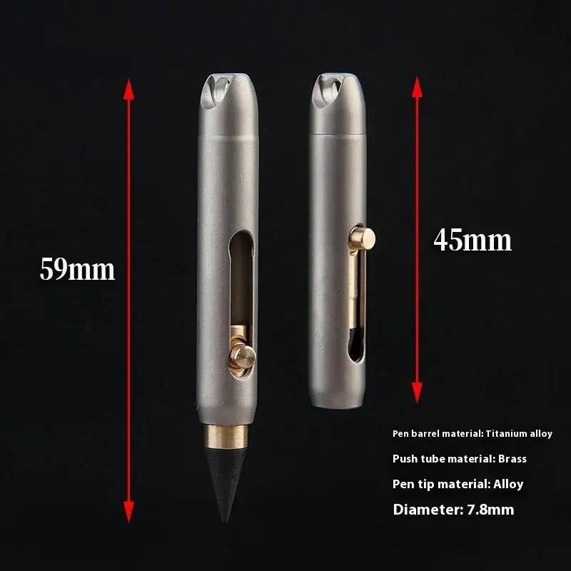 New Titanium Alloy Inkless Pencil With 2 Pen Tips Professional Pocket Pen For Writing Home School Supplies Unique Keychain Penda view 6