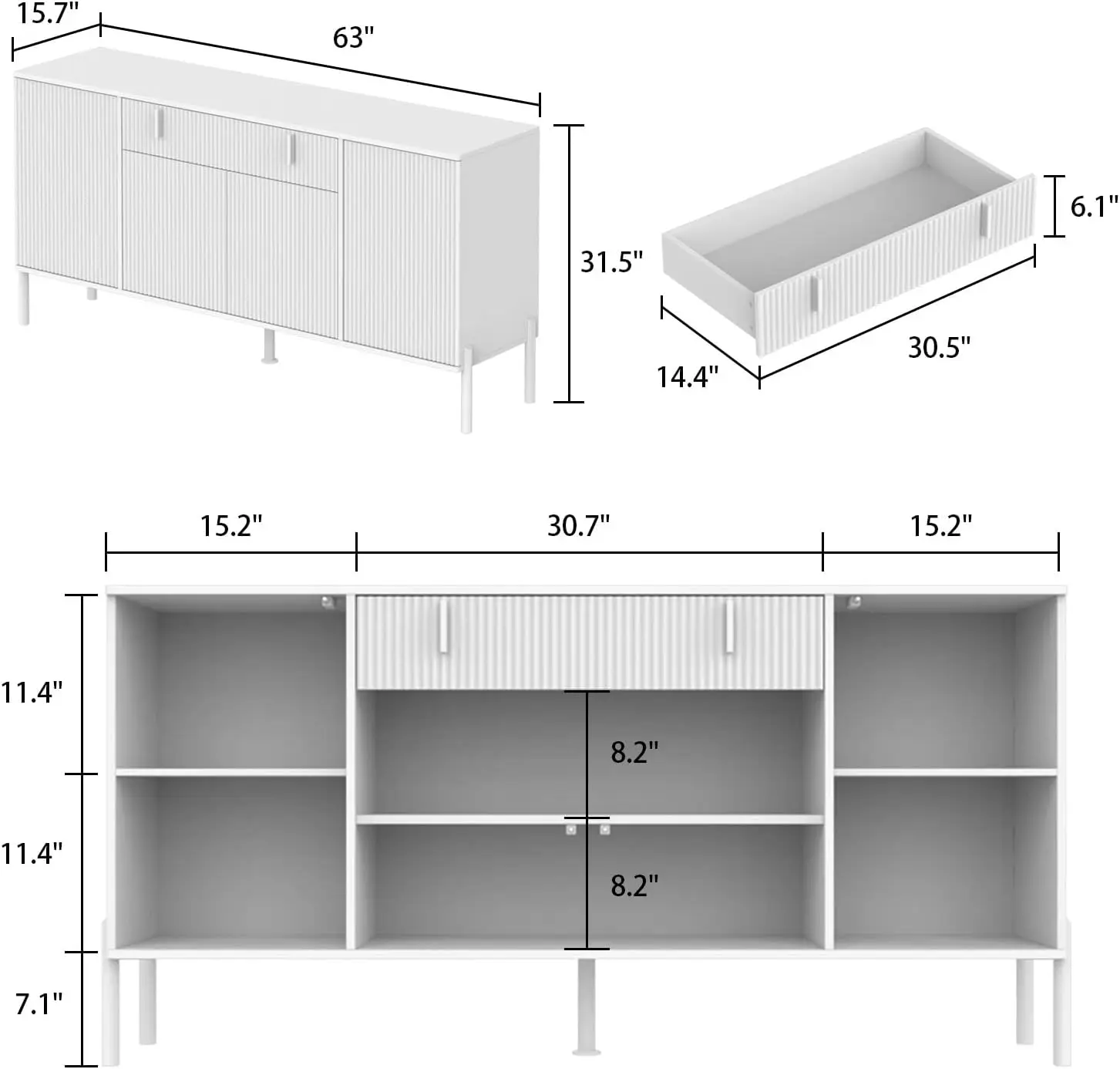 FAMAPY Modern Credenza Sideboard Buffet with Drawer & Pop-Up Doors, Buffet Sideboard Storage Cabinet with Black Metal Legs, for