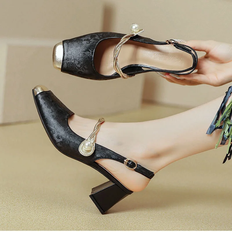 New Chunky Party Shoes Closed Toe Fashion Sexy Heel Sandals Square Toe Women Sandals Lady Sandals Sexy Evening Shoes S030