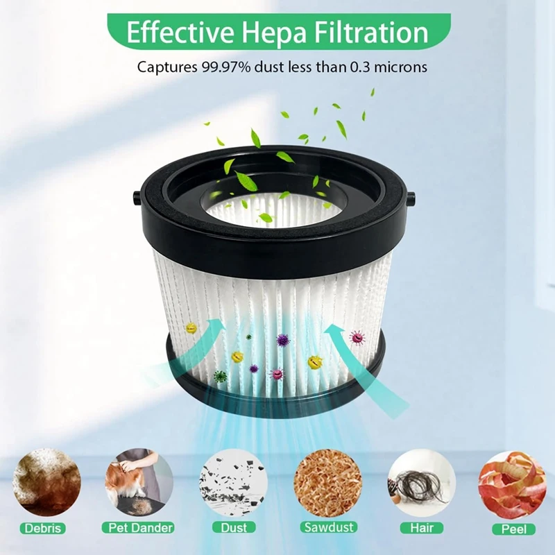 Filtro HEPA DCV5011H para aspiradora de mano inalámbrica, 2 piezas, repuestos con 4 filtros de manga de espuma y 1 cepillo, DCV501HB
