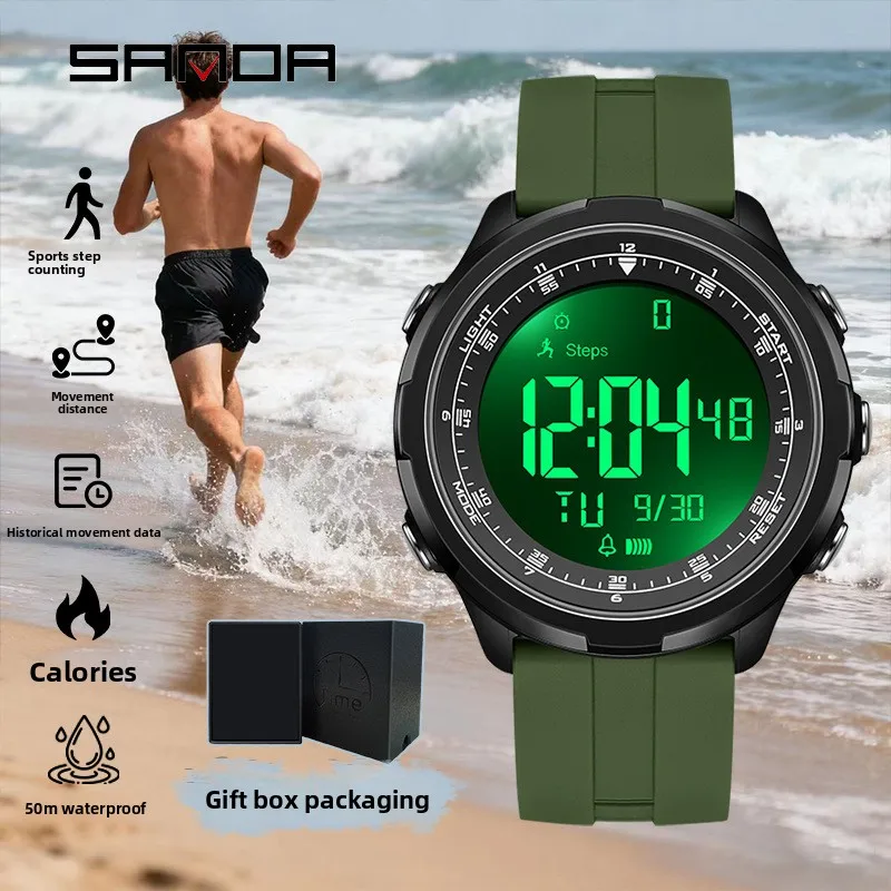 

SANDA/9065 Student Sports Wrist Watch 5ATM Waterproof Step Monitoring Sleep Monitoring Calories Night Light Outdoor Watch