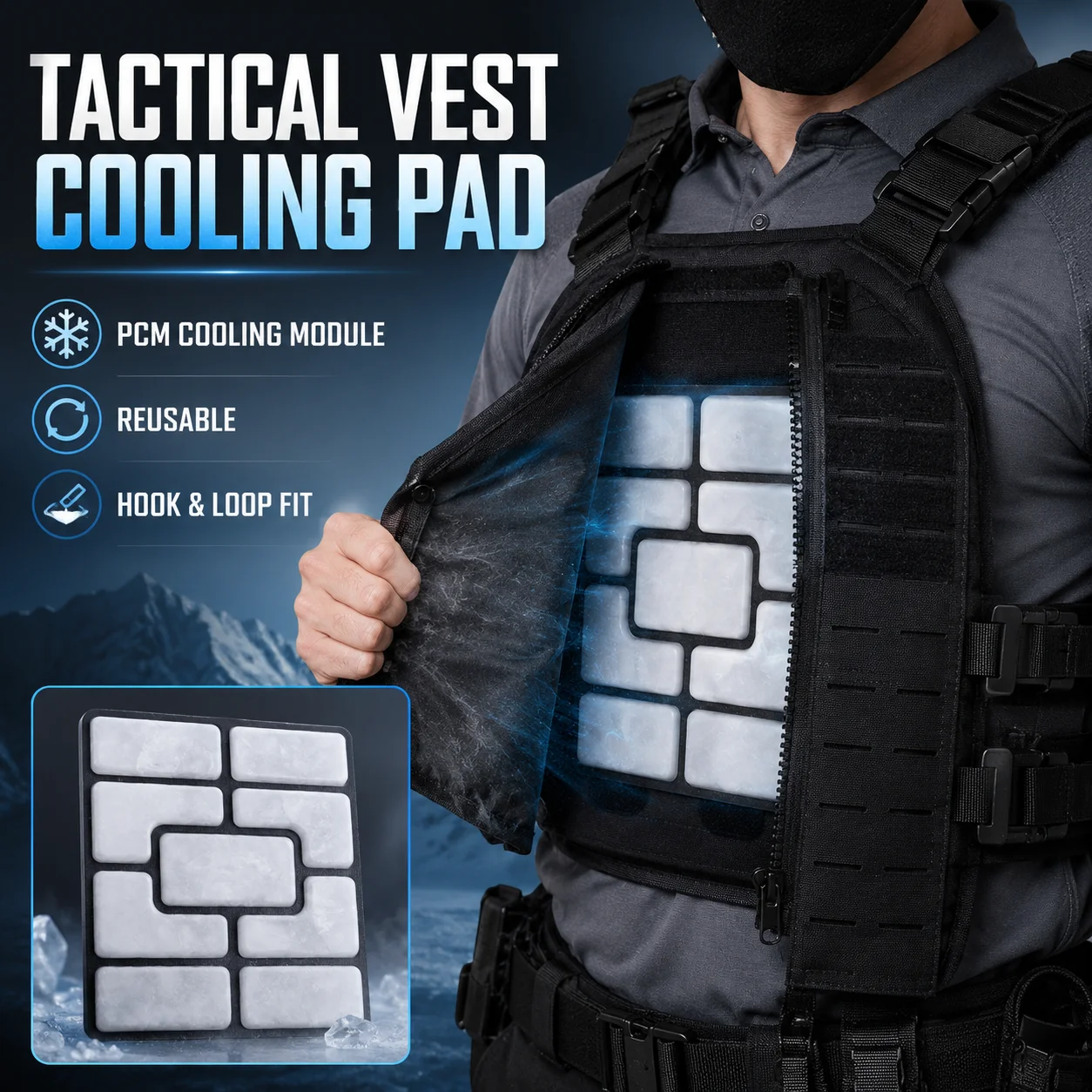 Tactical Vest Cooling Pad PCM Cooling Module Reusable Cold Pack Insert for Outdoor Work Heat Relief Summer Gear