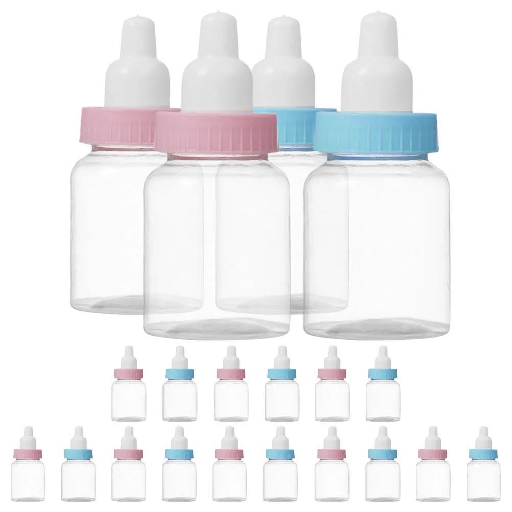 

20pcs Baby Bottle Candy Box Transparent Design for Baby Shower Full Moon Celebration First Birthday Present Mini Plastic