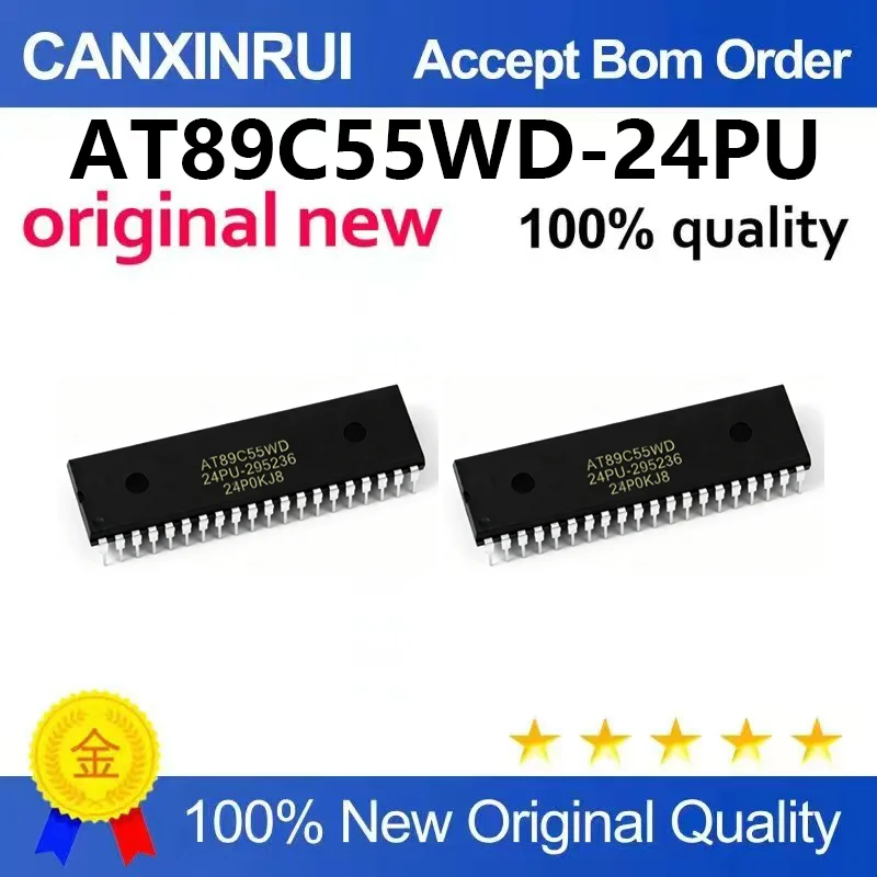 （5pcs-10pcs）Brand new original AT89C55WD AT89C55WD-24PU microcontroller flash 40-PDIP