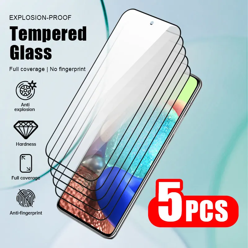 5pcs protective film For Samsung A10 A20 A20S A30S A40 A50 A60 A70 A80 A01 A11 A21S A71 A91 full cover tempered glass smartphone