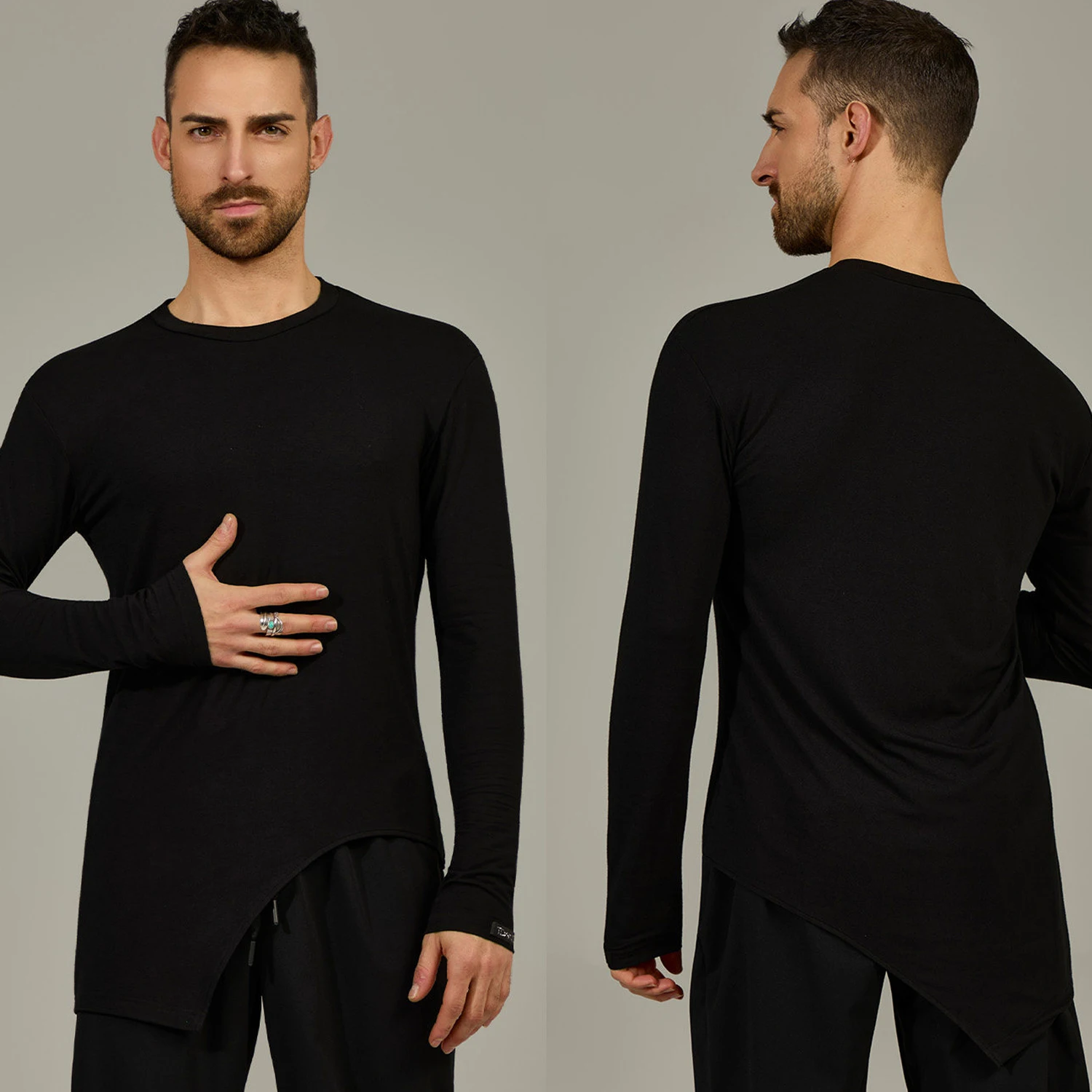 

Мужской топ для латинских танцев румба, рубашка с длинными рукавами для вальса и современных танцев, мужские топы для бальных танцев по национальному стандарту SL15121