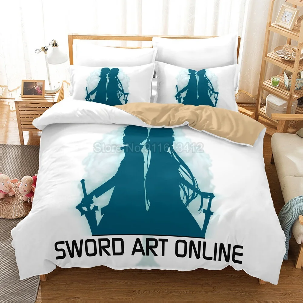 

Anime SAO Bedding Set Sword Art Online Duvet Cover Sets Comforter Cover Twin Queen King Single Size Home Decor Cartoon Kids Gift