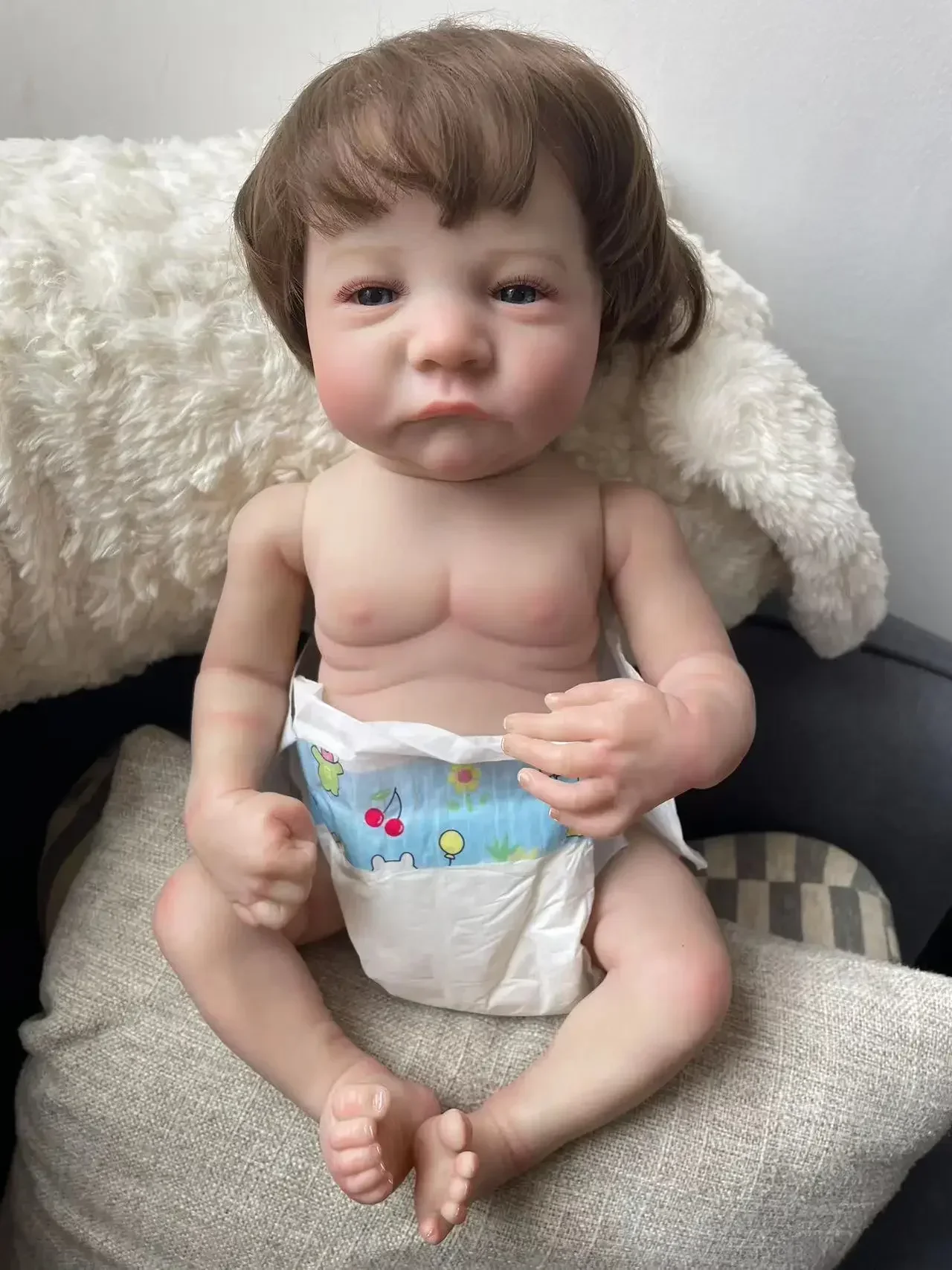 48cm Levi Awake Already Painted Finished Newborn Baby Size Reborn Baby Doll 3D Skin Visible Veins lifelike Real Baby