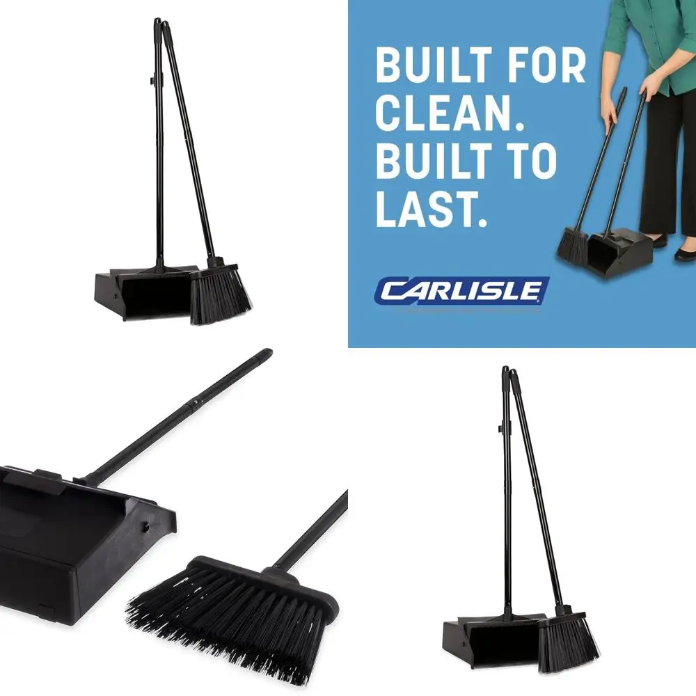 

SPARTA Duo-Pan Broom and Dust Pan Set, 36 Long Handle, Ideal for Home & Business, Black