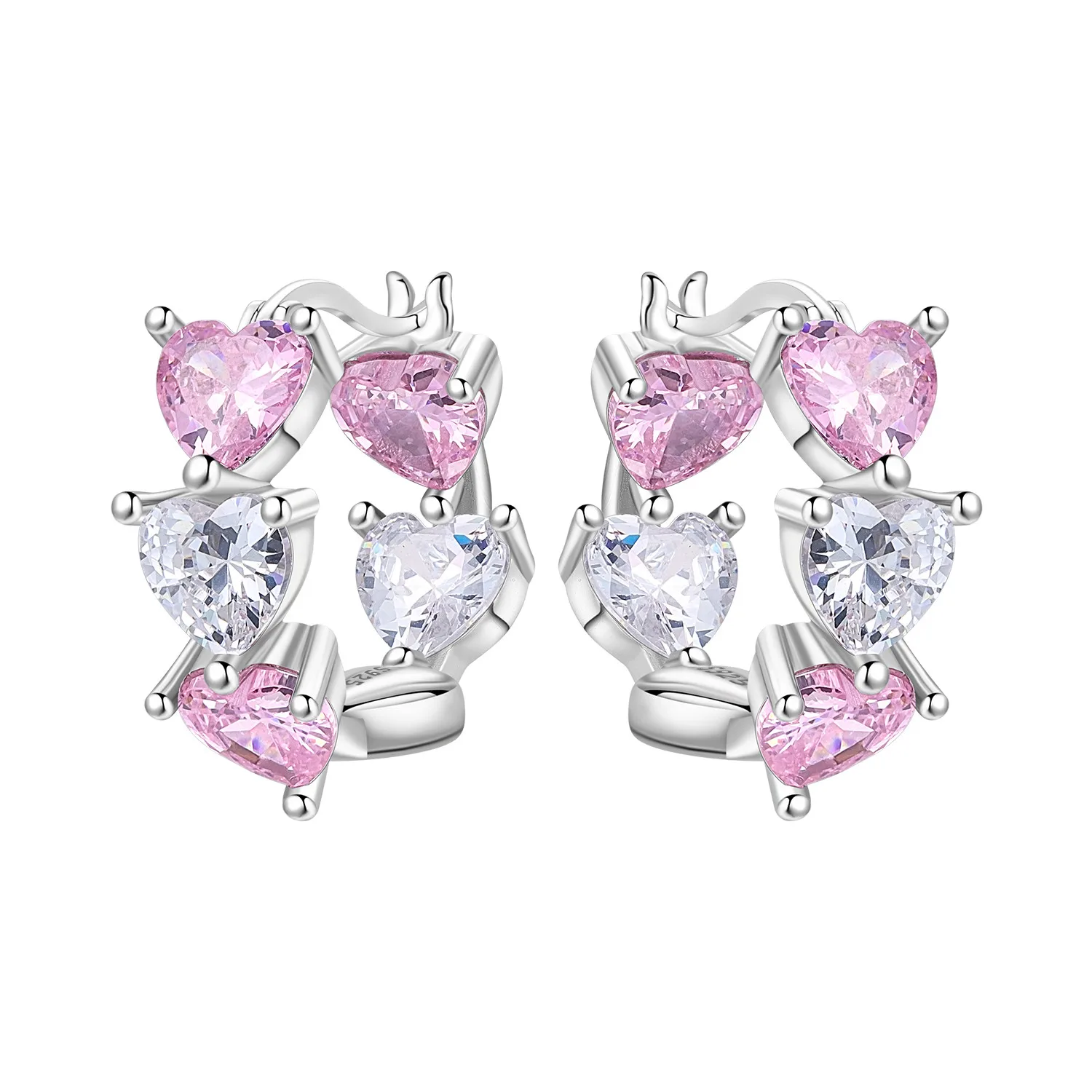

Orstarry Original 925 Sterling Silver Pink Zircon Heart-shaped Earrings Women Hoop Earring Anniversary Jewelry Trendy Gifts